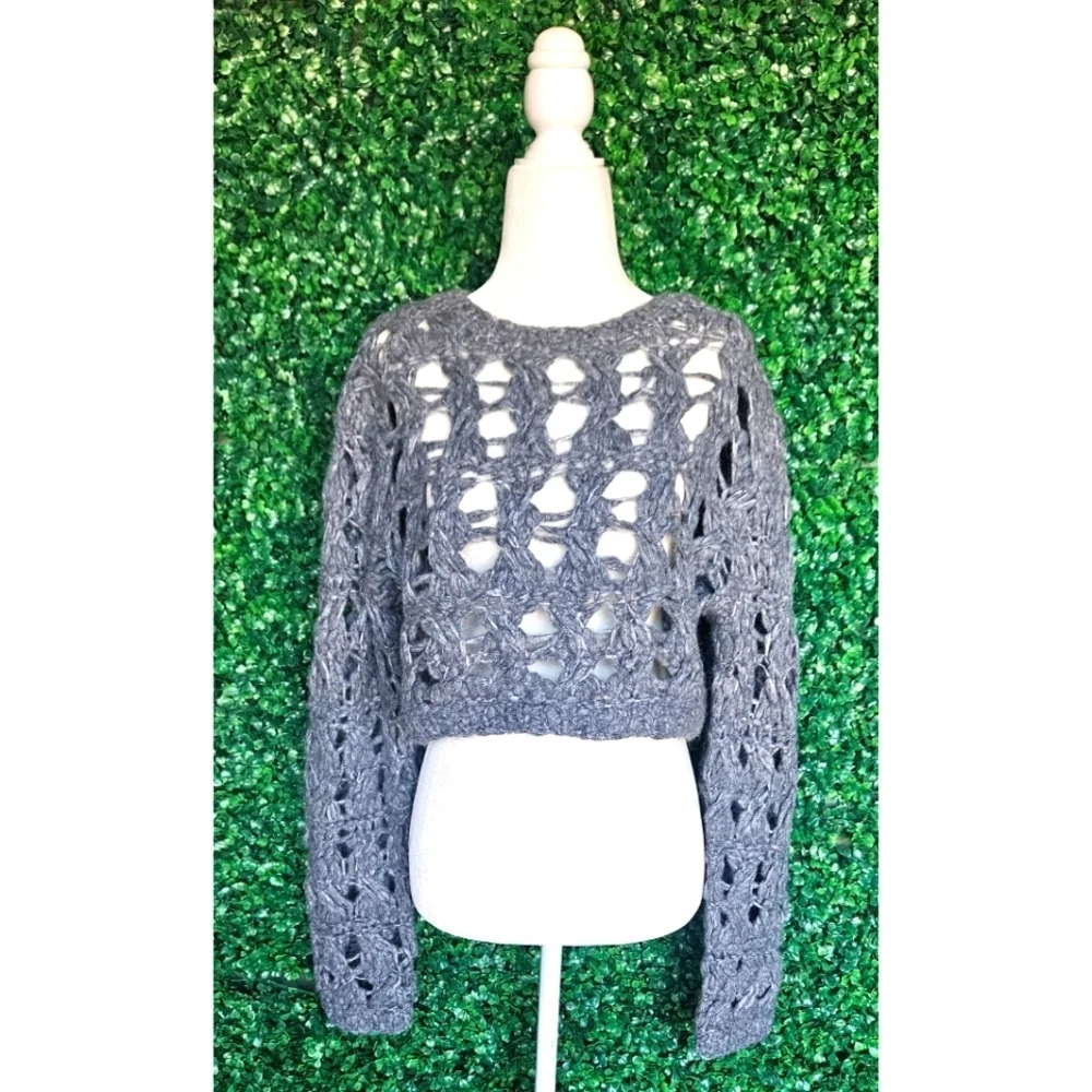 J.Crew Collection open-weave cropped pullover sweater